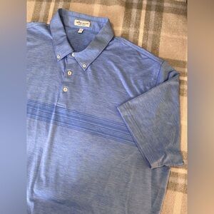 Peter Millar Summer Comfort Golf Polo Shirt mens XXL blue chest stripe tennis